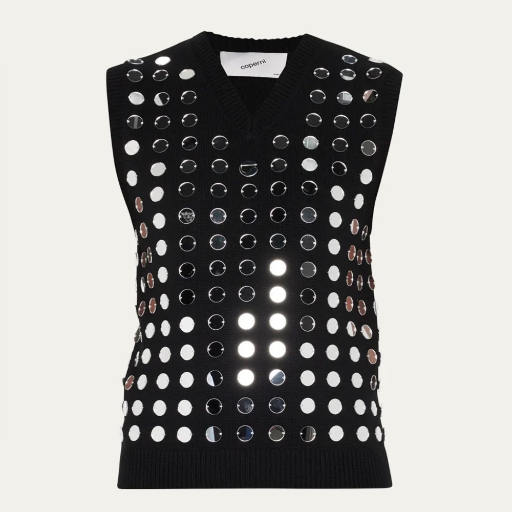 Coperni Mirror Embroidered Wool Vest  Small